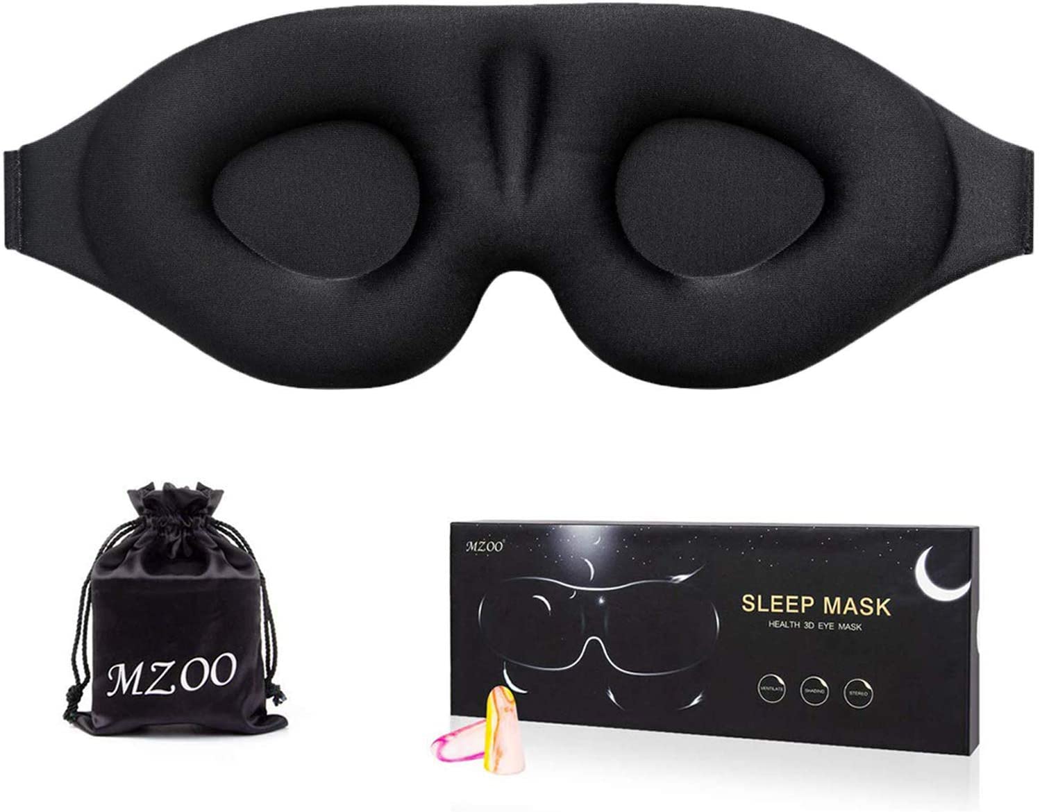 MZOO Sleep Eye Mask for Men Women, 3D Contoured Cup Sleeping Mask & Blindfold, Concave Molded Night Sleep Mask